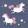 Set of cute magical unicorns. Little princess theme.